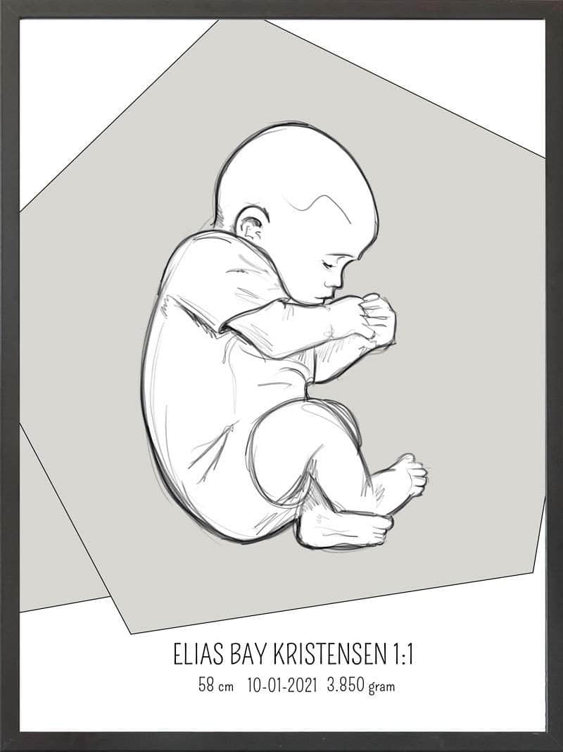 Birth Poster   Fødselsplakat  :  Fosterstilling Blå