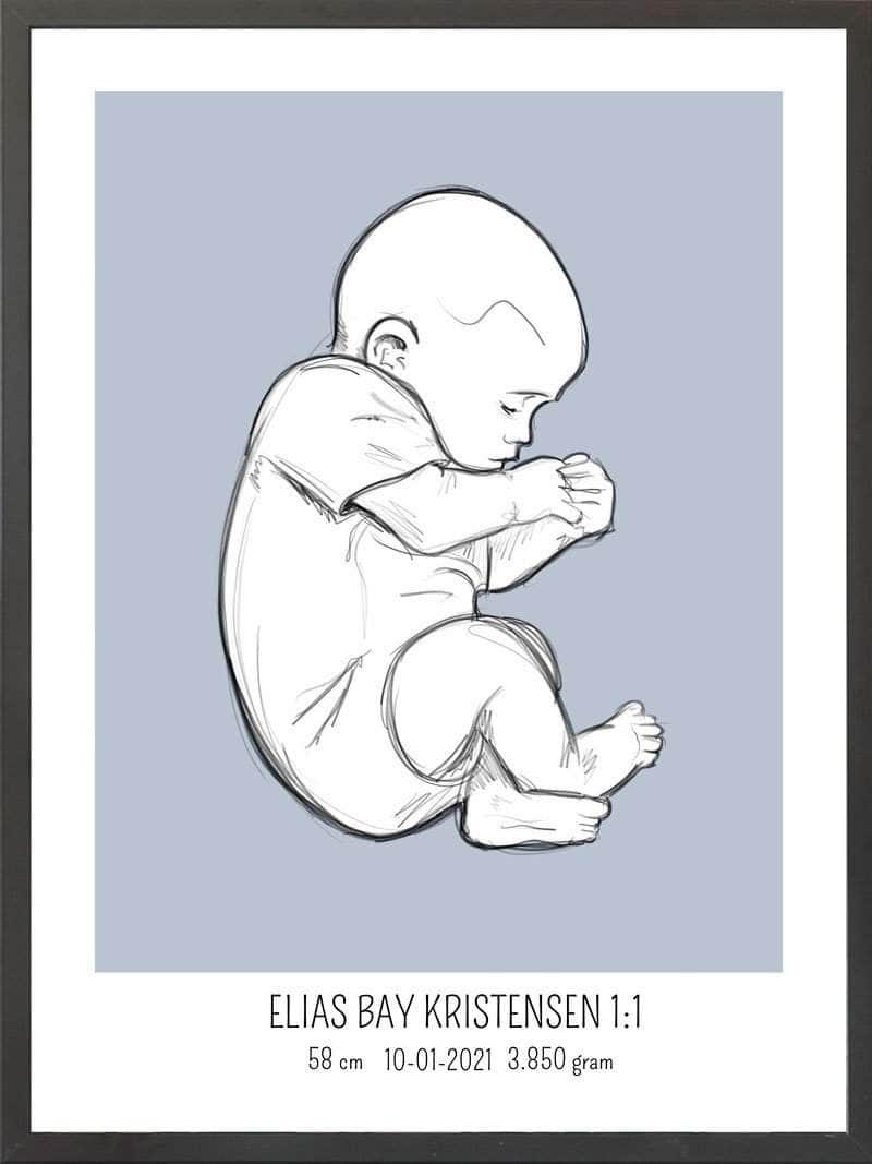Birth Poster   Fødselsplakat  :  Fosterstilling Blå