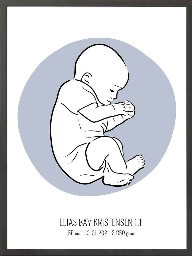 Birth Poster   Fødselsplakat  :  Fosterstilling Lyserød