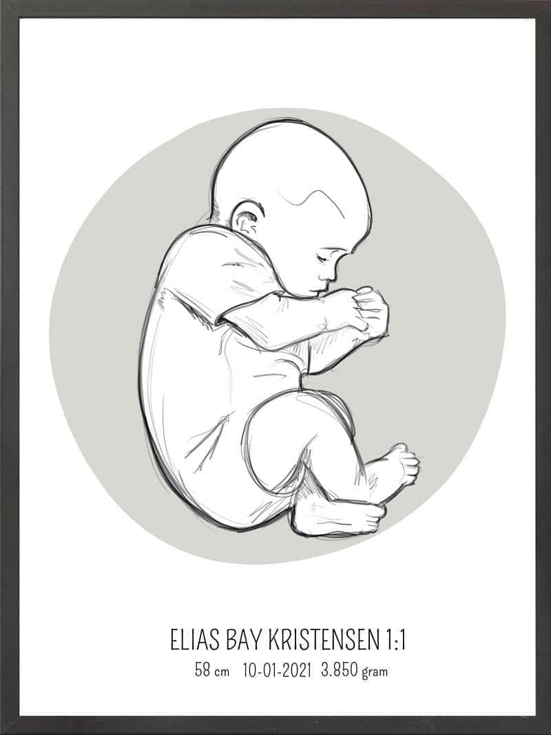 Birth Poster   Fødselsplakat  :  Fosterstilling Lyserød