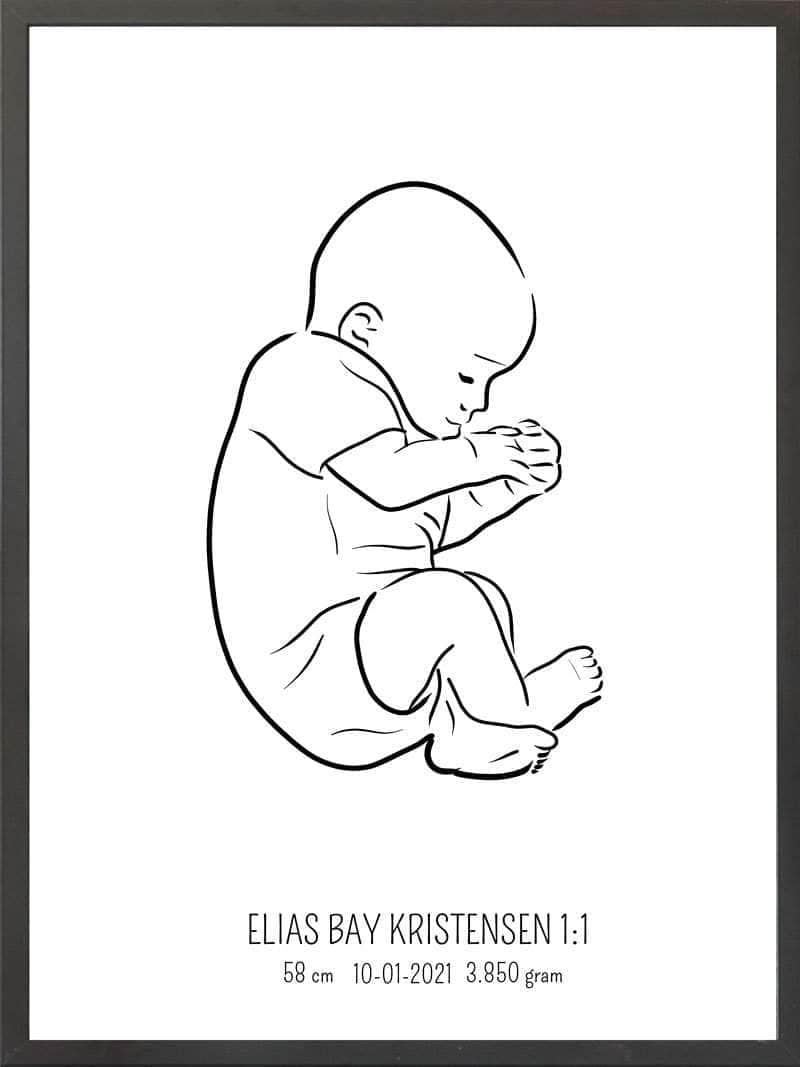 Birth Poster   Fødselsplakat  :  Fosterstilling Lyserød