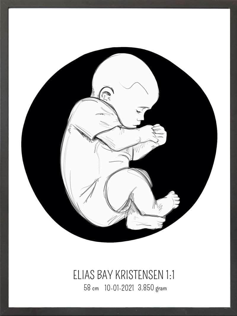 Birth Poster   Fødselsplakat  :  Fosterstilling Lyserød
