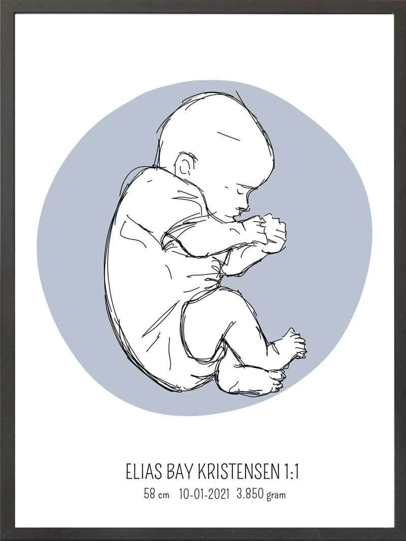 Birth Poster   Fødselsplakat  :  Fosterstilling Lyserød