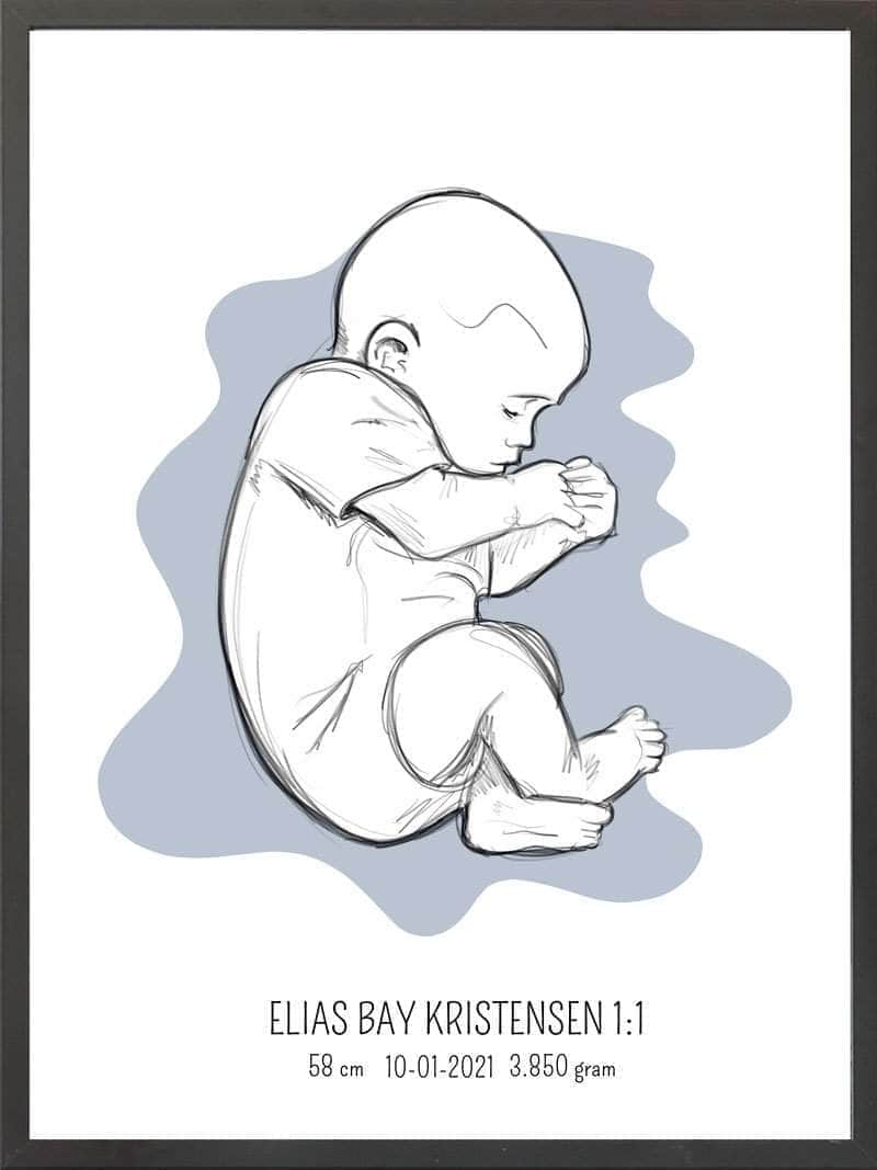Birth Poster   Fødselsplakat  :  Fosterstilling Lyserød