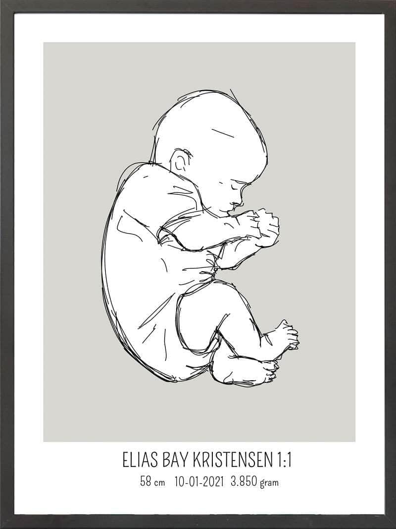 Birth Poster   Fødselsplakat  :  Fosterstilling Lyserød