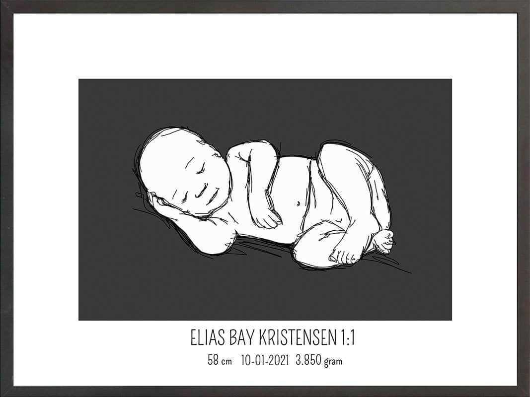 Birth Poster   Fødselsplakat  :  Liggende Blå