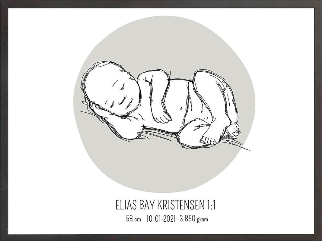 Birth Poster   Fødselsplakat  :  Liggende Blå
