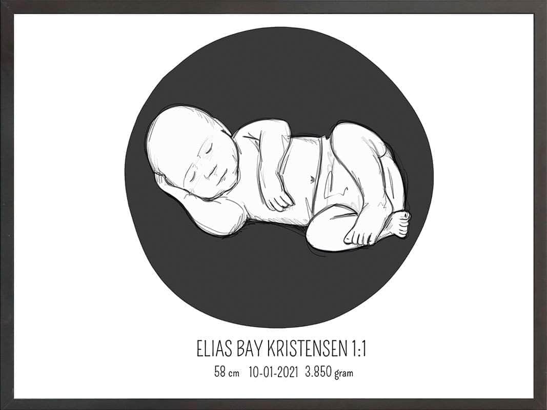 Birth Poster   Fødselsplakat  :  Liggende Blå