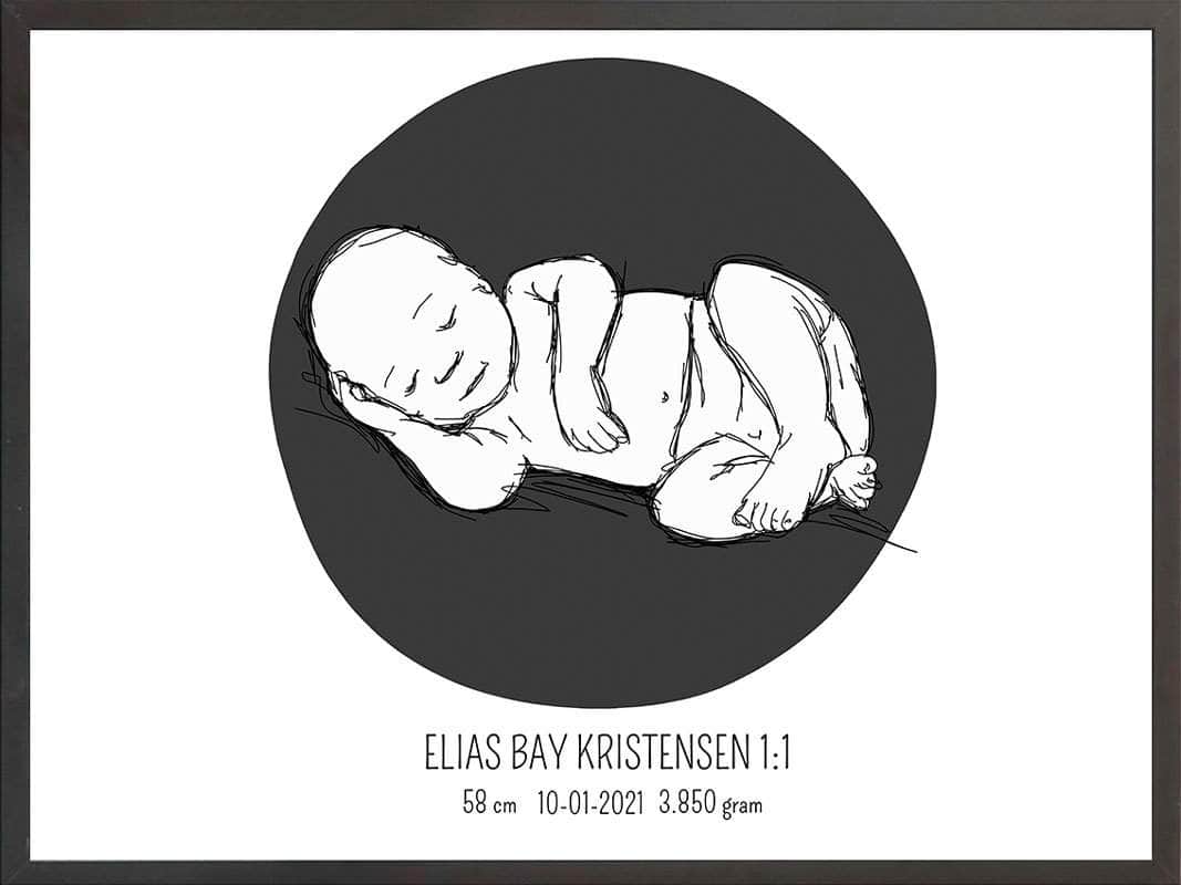 Birth Poster   Fødselsplakat  :  Liggende Blå