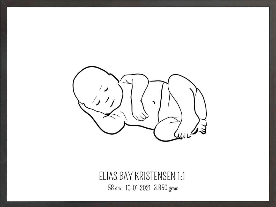 Birth Poster   Fødselsplakat  :  Liggende Blå