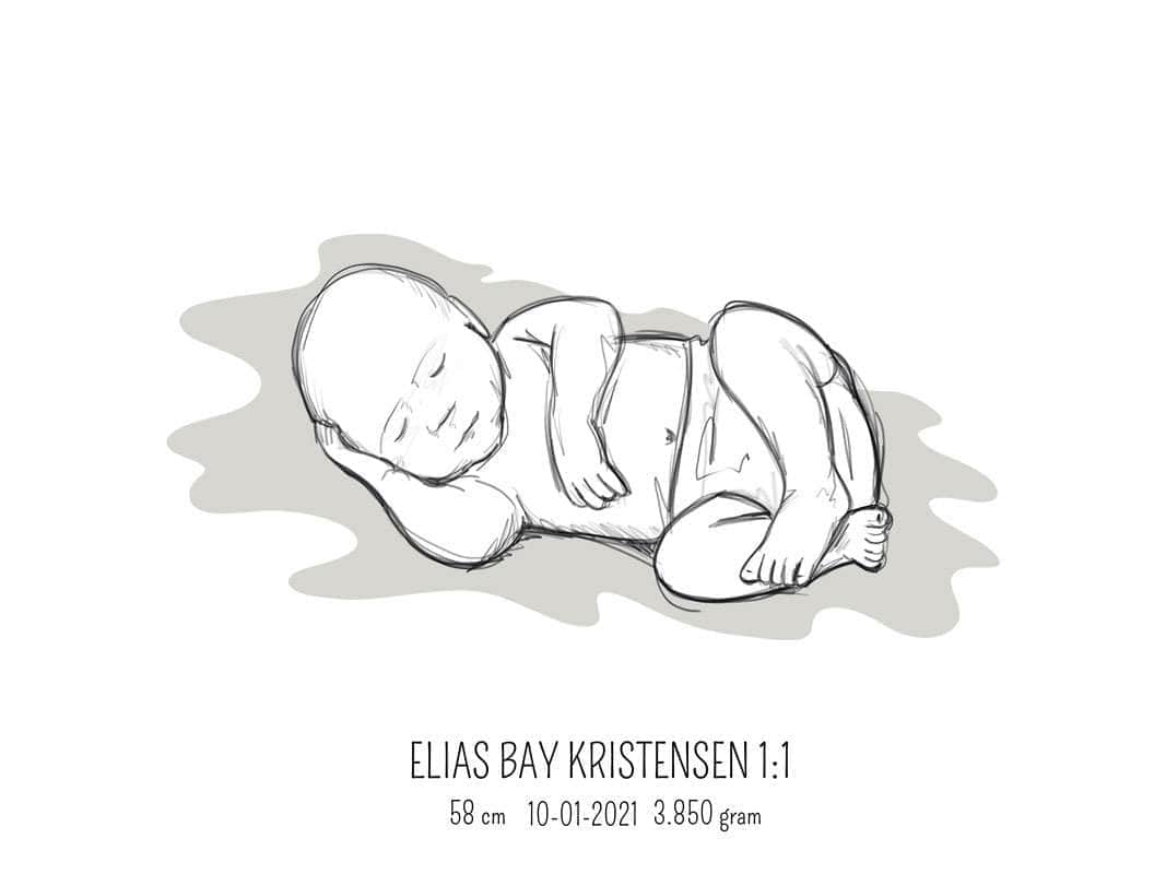 Birth Poster   Fødselsplakat  :  Liggende Blå