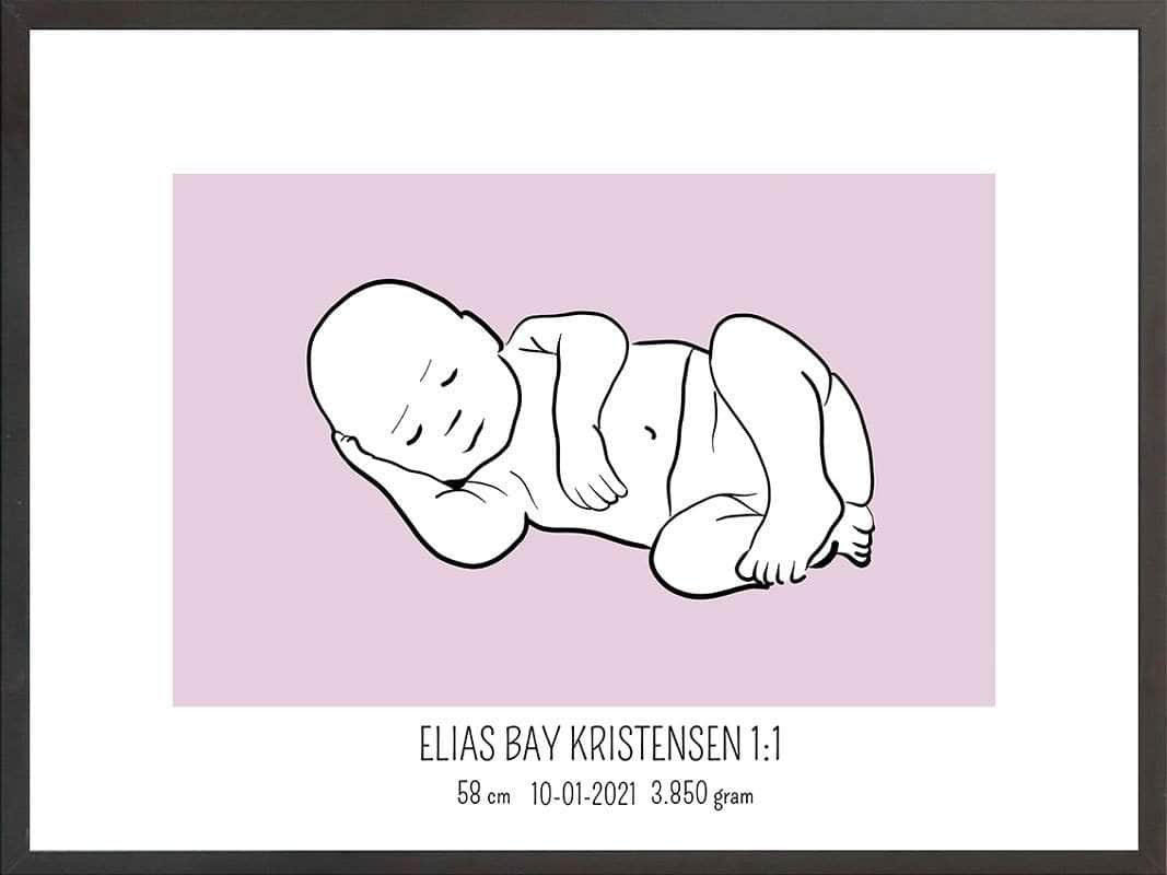 Birth Poster   Fødselsplakat  :  Liggende Blå