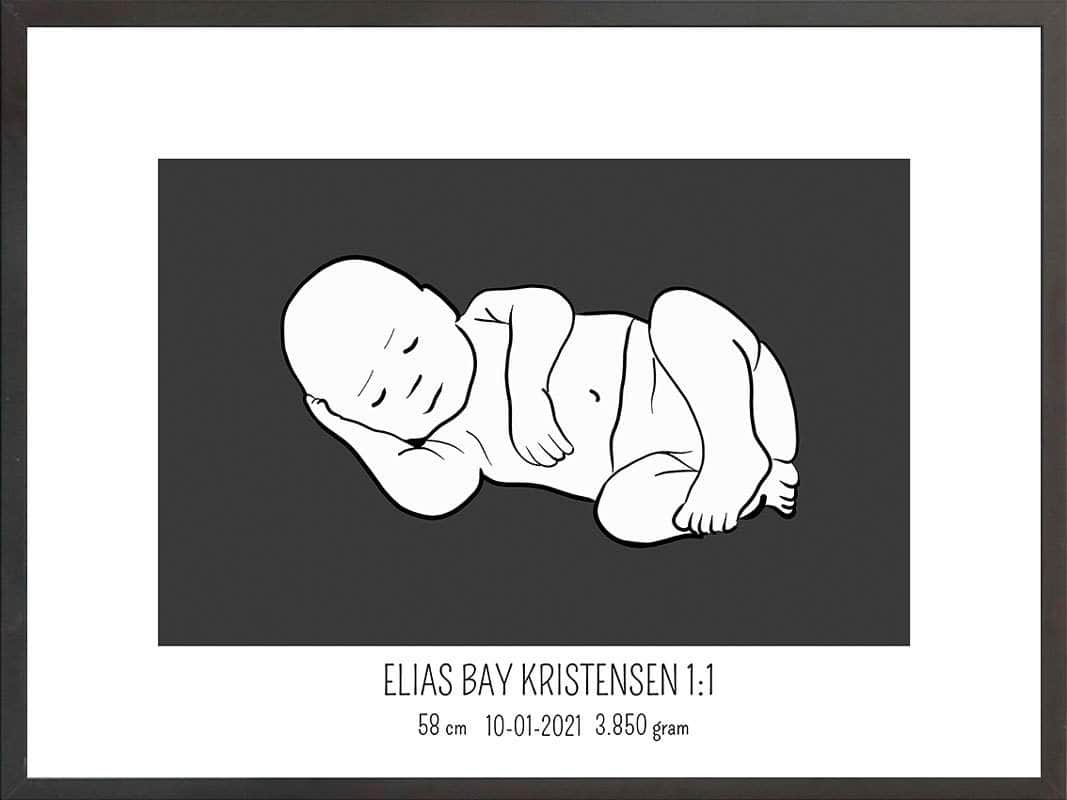 Birth Poster   Fødselsplakat  :  Liggende Blå