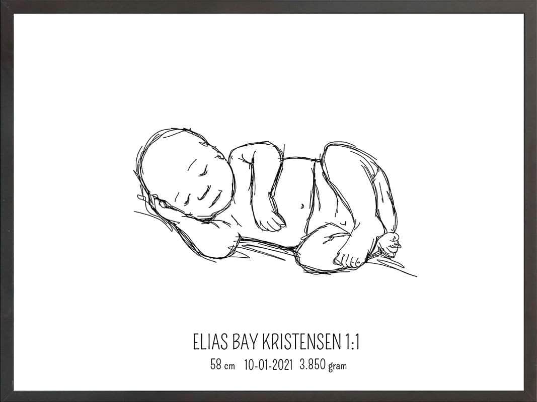 Birth Poster   Fødselsplakat  :  Liggende Blå