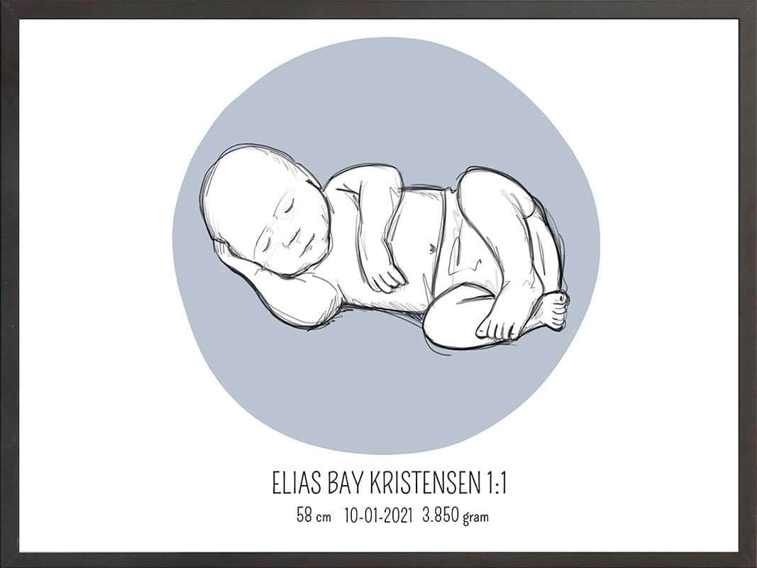 Birth Poster   Fødselsplakat  :  Liggende Lyserød