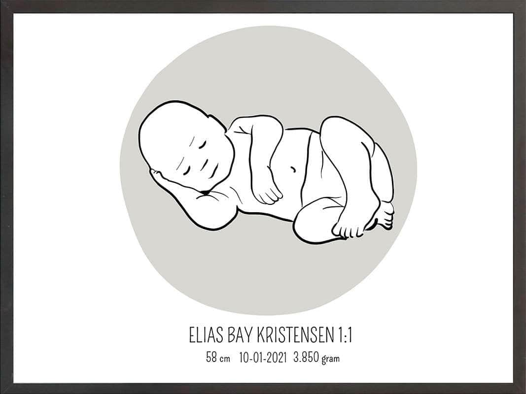 Birth Poster   Fødselsplakat  :  Liggende Lyserød