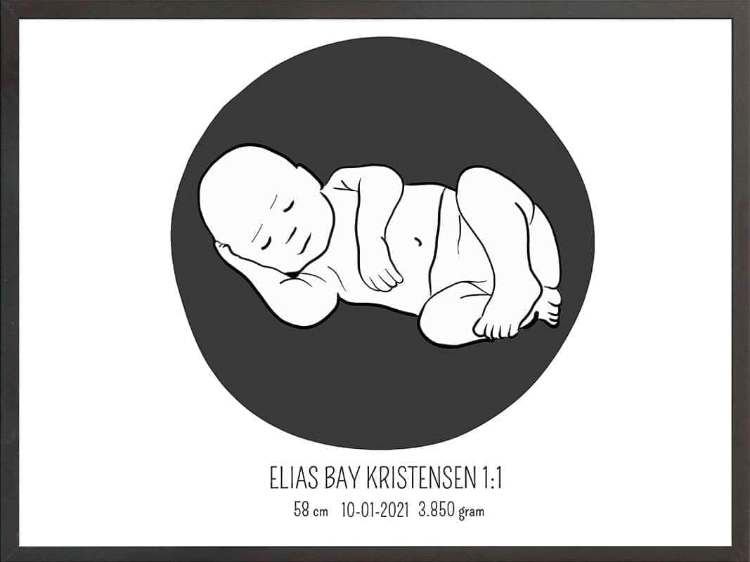 Birth Poster   Fødselsplakat  :  Liggende Lyserød