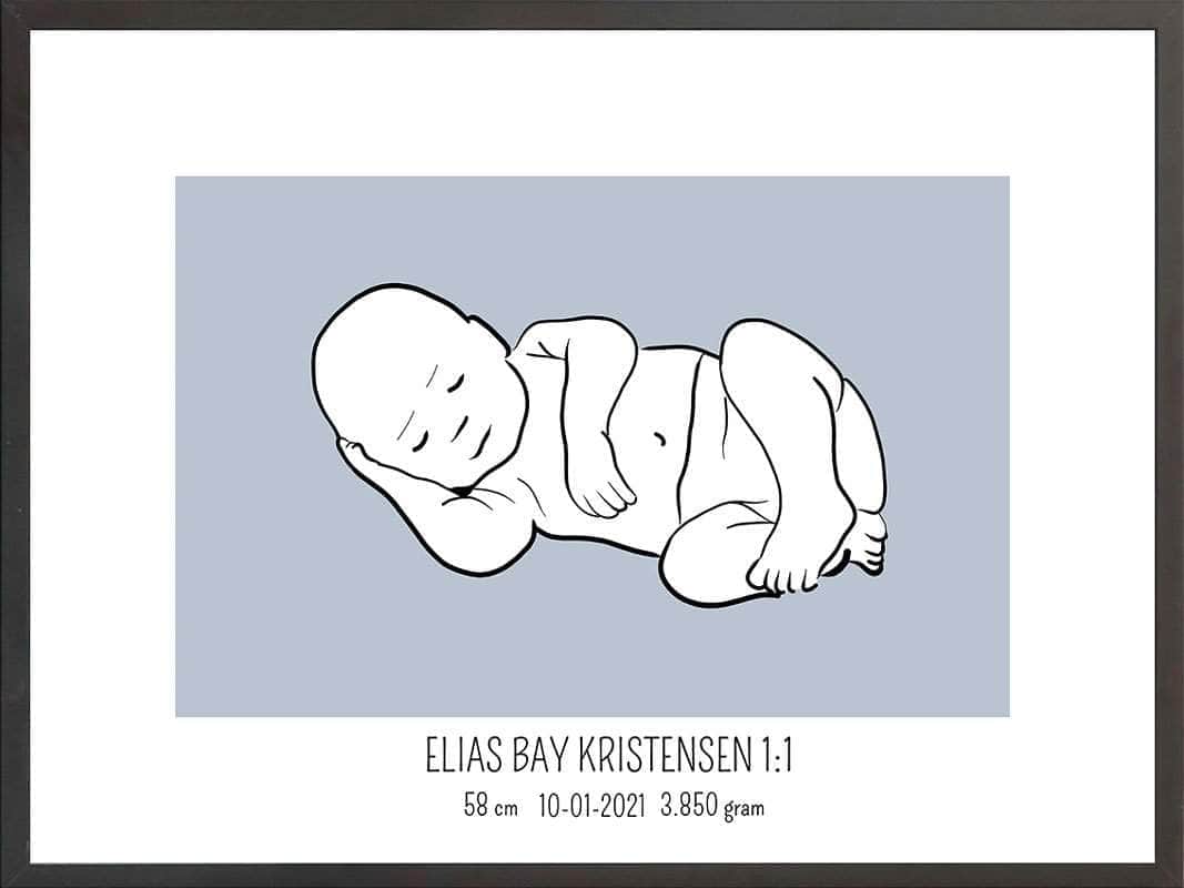 Birth Poster   Fødselsplakat  :  Liggende Lyserød