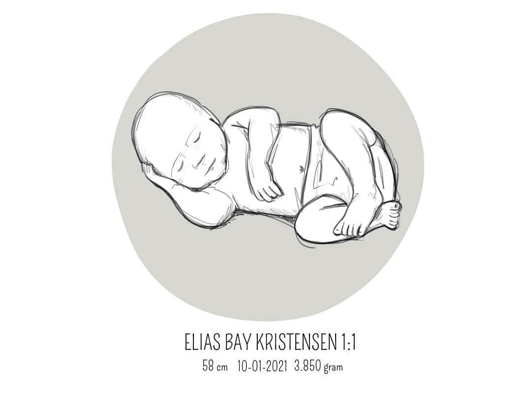 Birth Poster   Fødselsplakat  :  Liggende Lyserød
