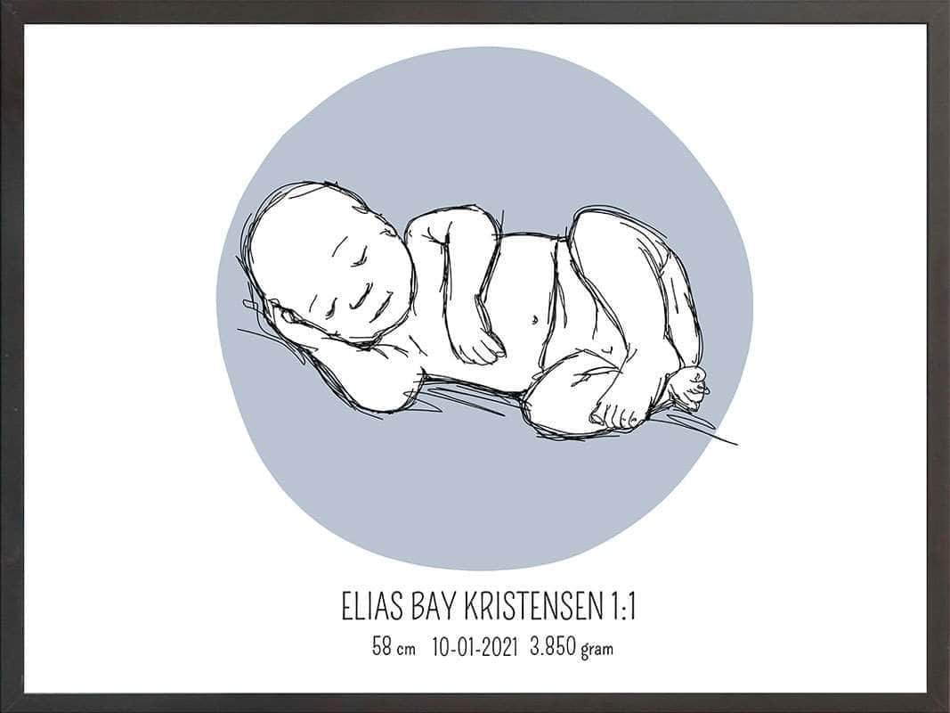 Birth Poster   Fødselsplakat  :  Liggende Lyserød