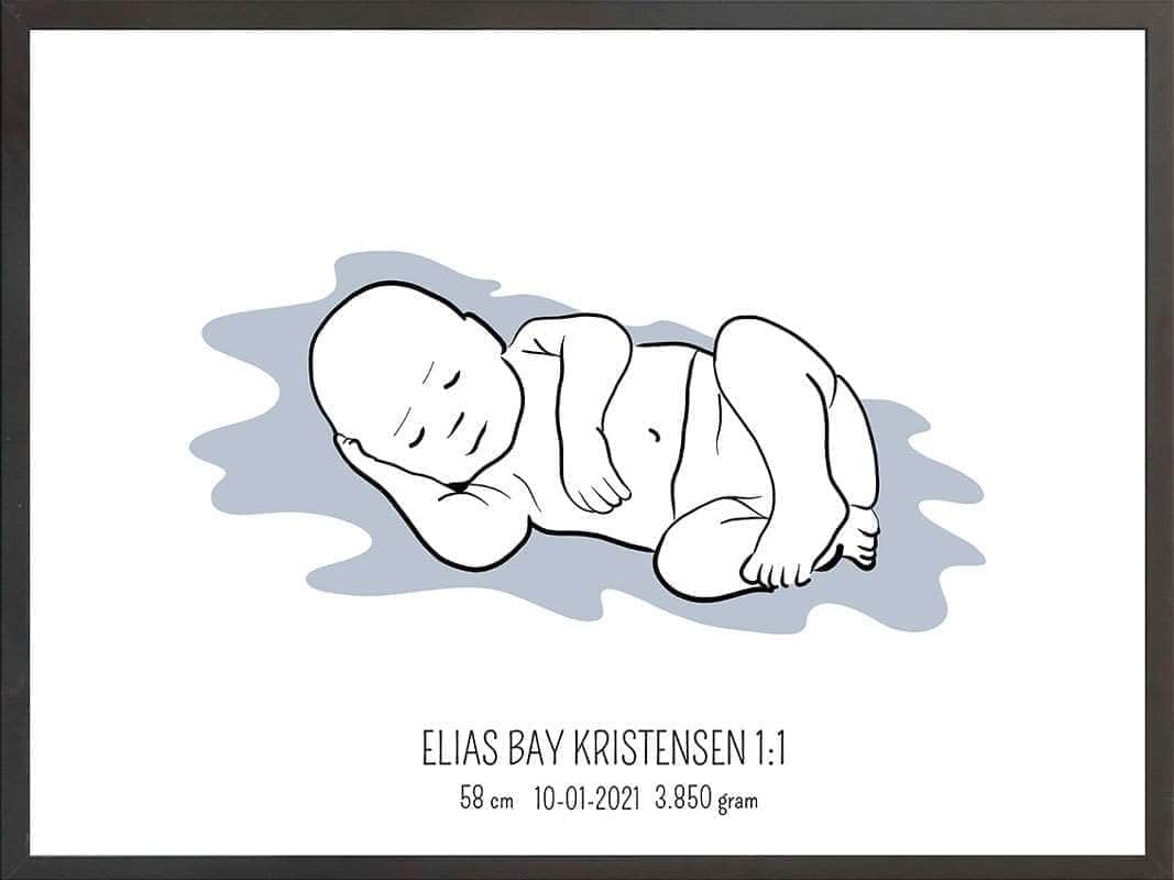 Birth Poster   Fødselsplakat  :  Liggende Lyserød