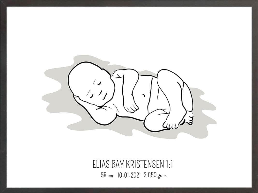 Birth Poster   Fødselsplakat  :  Liggende Lyserød