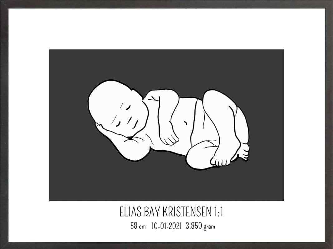 Birth Poster   Fødselsplakat  :  Liggende Lyserød