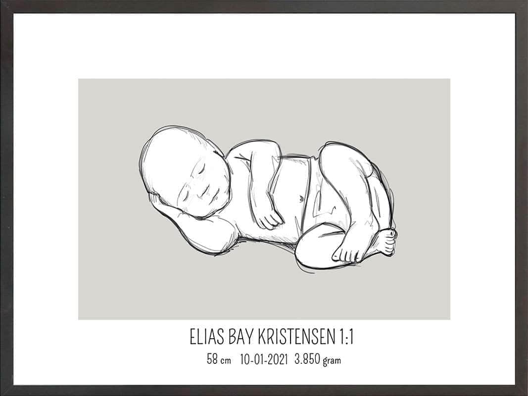 Birth Poster   Fødselsplakat  :  Liggende Lyserød