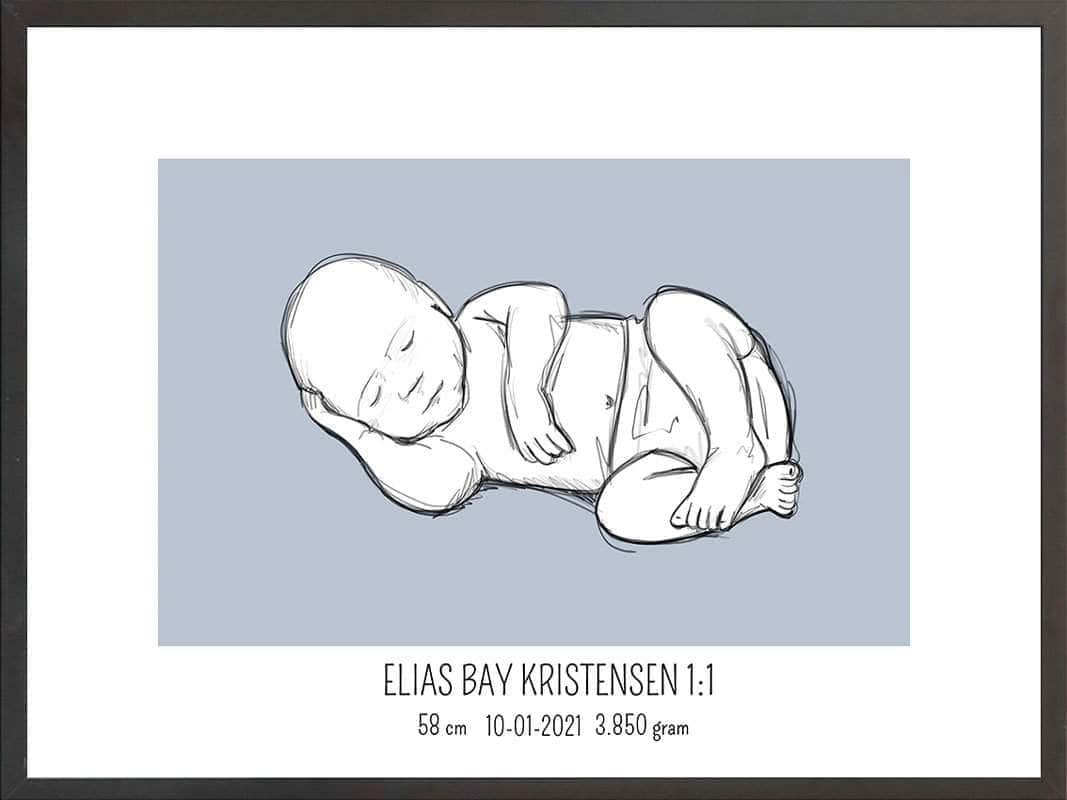 Birth Poster   Fødselsplakat  :  Liggende Lyserød