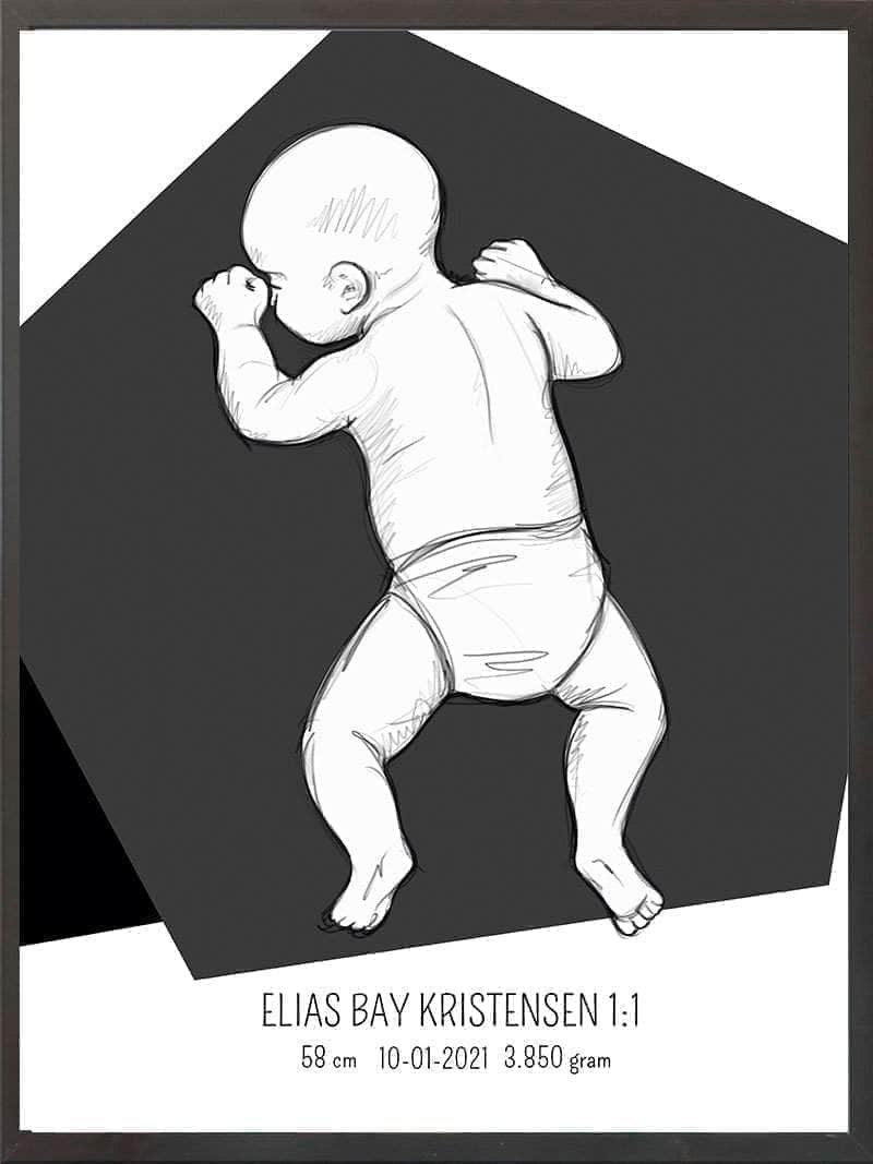 Birth Poster   Fødselsplakat  :  På Maven Blå