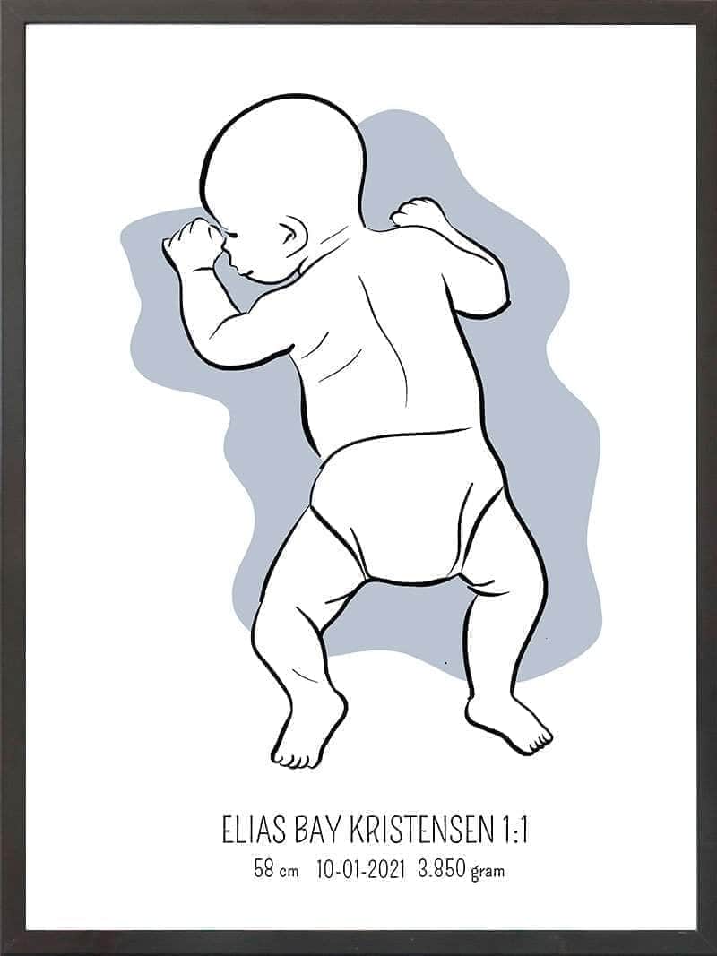 Birth Poster   Fødselsplakat  :  På Maven Blå