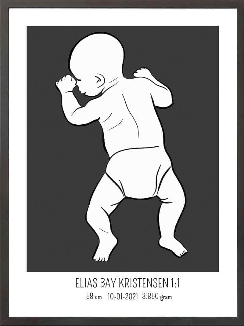 Birth Poster   Fødselsplakat  :  På Maven Blå
