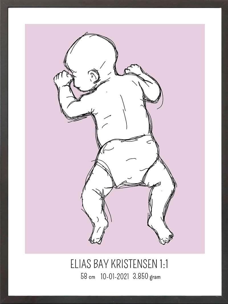 Birth Poster   Fødselsplakat  :  På Maven Lyserød