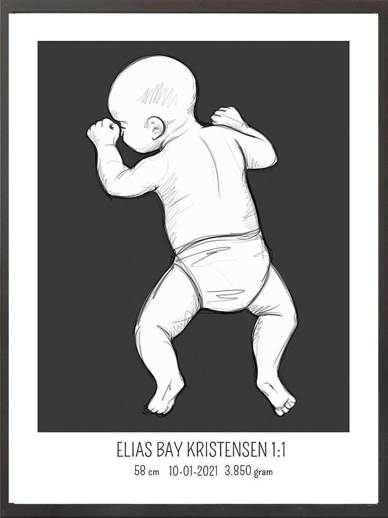 Birth Poster   Fødselsplakat  :  På Maven Lyserød