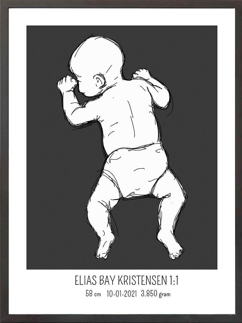Birth Poster   Fødselsplakat  :  På Maven Lyserød