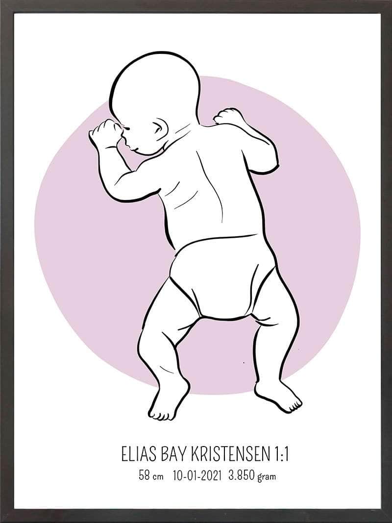Birth Poster   Fødselsplakat  :  På Maven Lyserød
