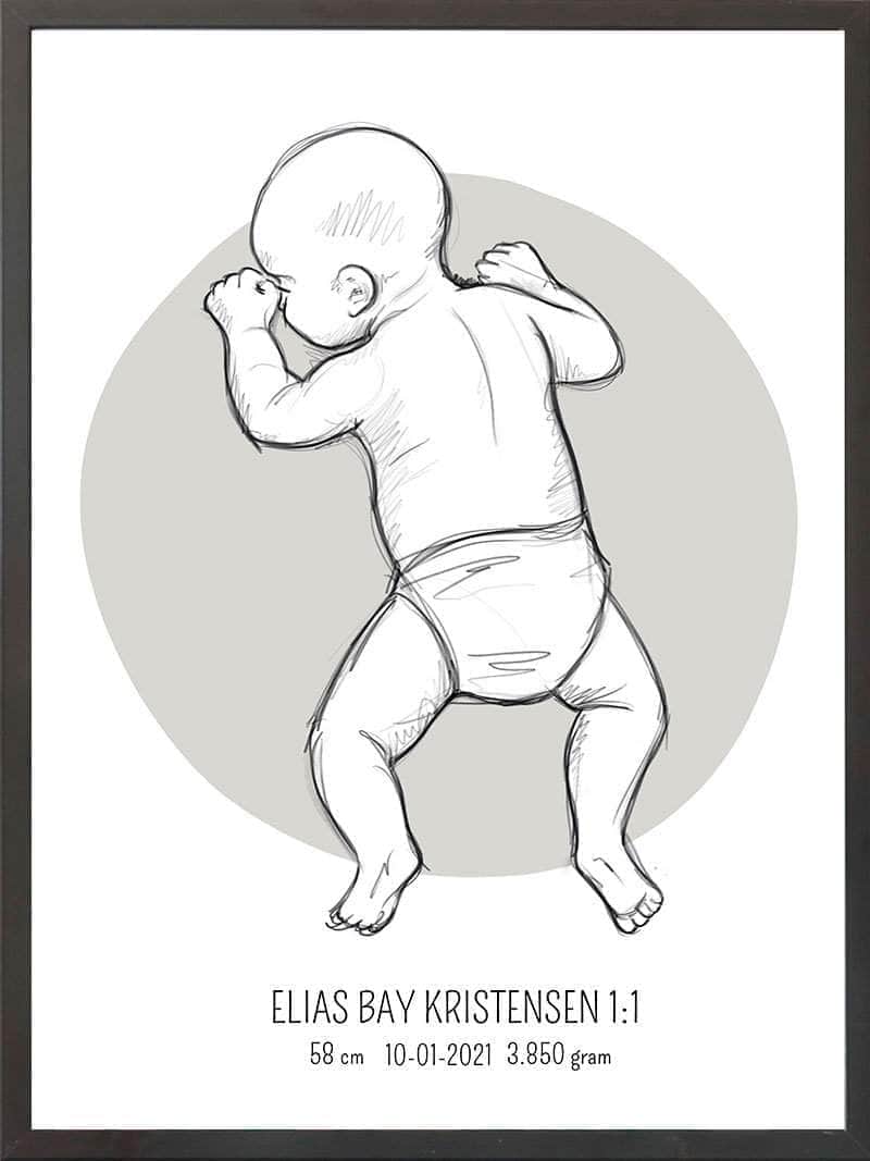 Birth Poster   Fødselsplakat  :  På Maven Lyserød