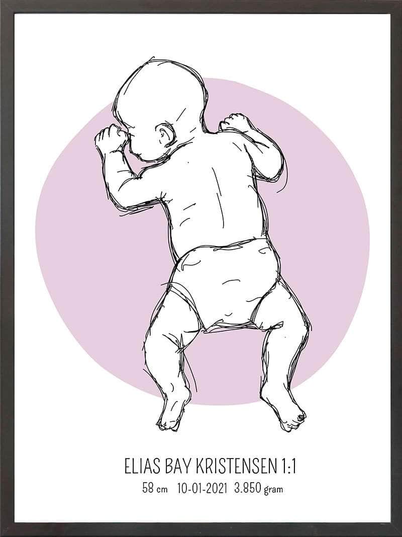 Birth Poster   Fødselsplakat  :  På Maven Lyserød