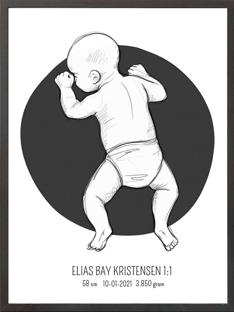 Birth Poster   Fødselsplakat  :  På Maven Lyserød