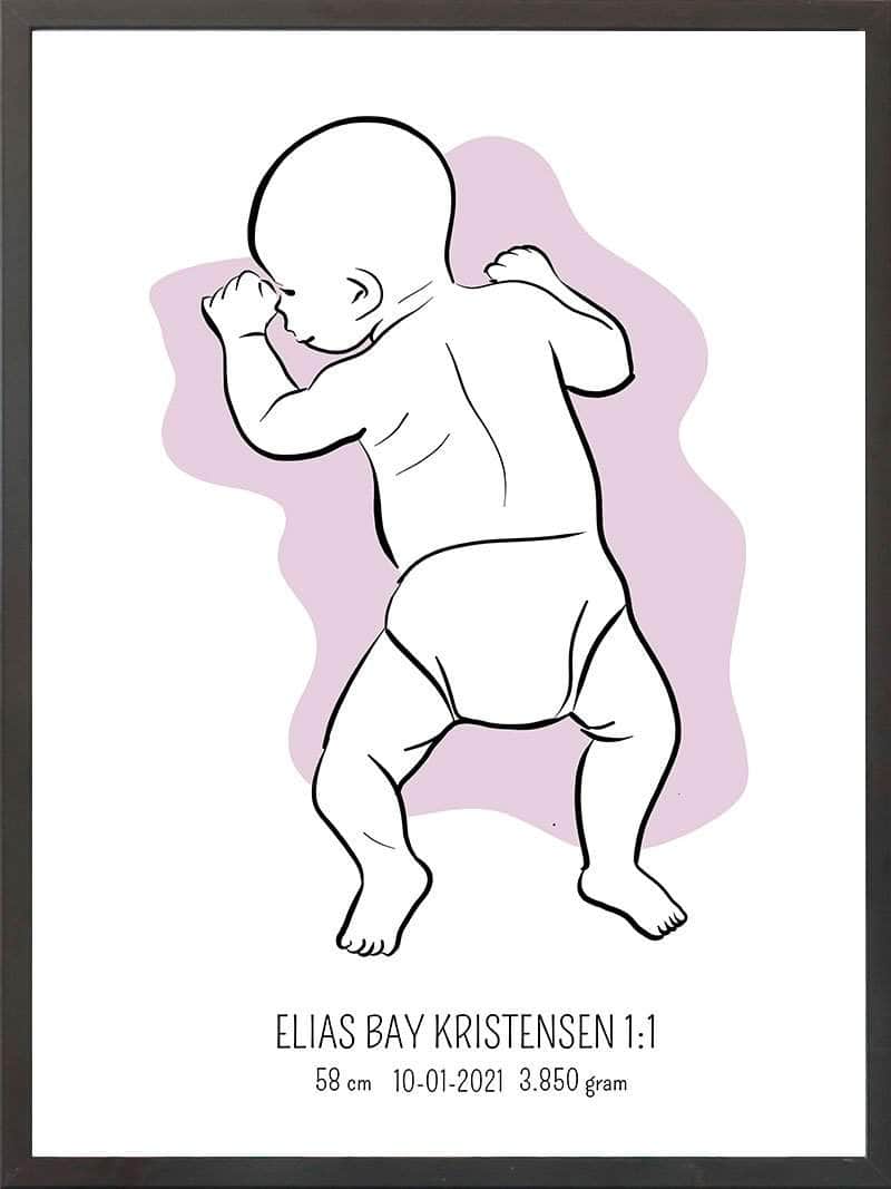 Birth Poster   Fødselsplakat  :  På Maven Lyserød