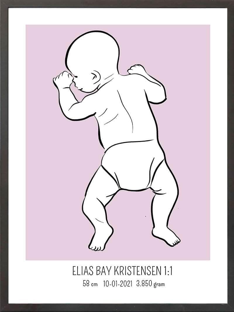 Birth Poster   Fødselsplakat  :  På Maven Lyserød