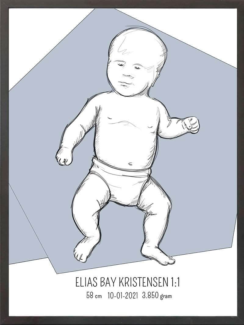 Birth Poster   Fødselsplakat  :  Tumling Blå