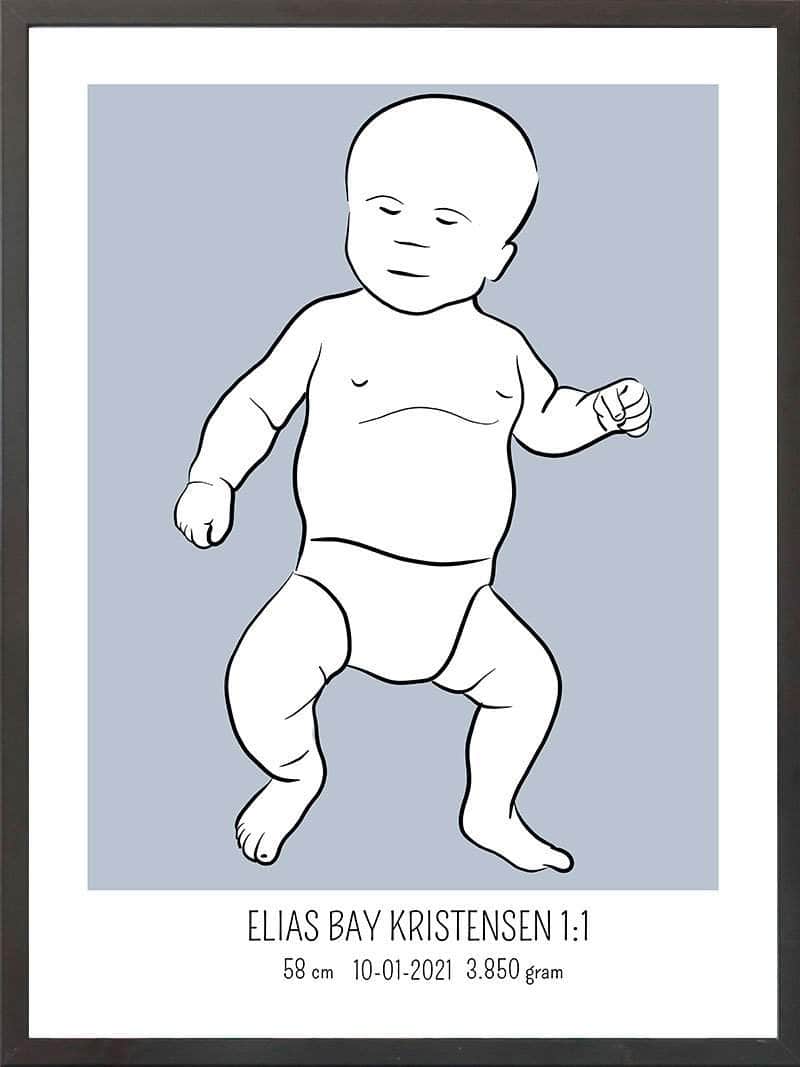 Birth Poster   Fødselsplakat  :  Tumling Blå