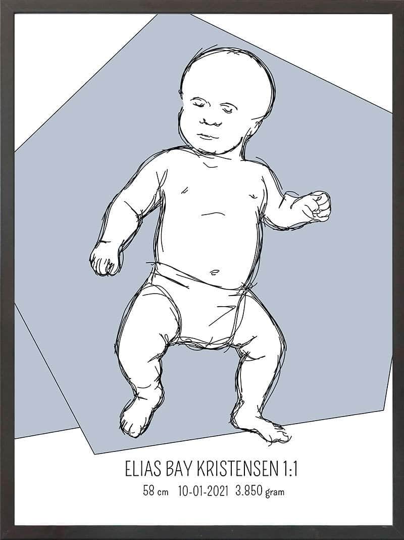 Birth Poster   Fødselsplakat  :  Tumling Blå