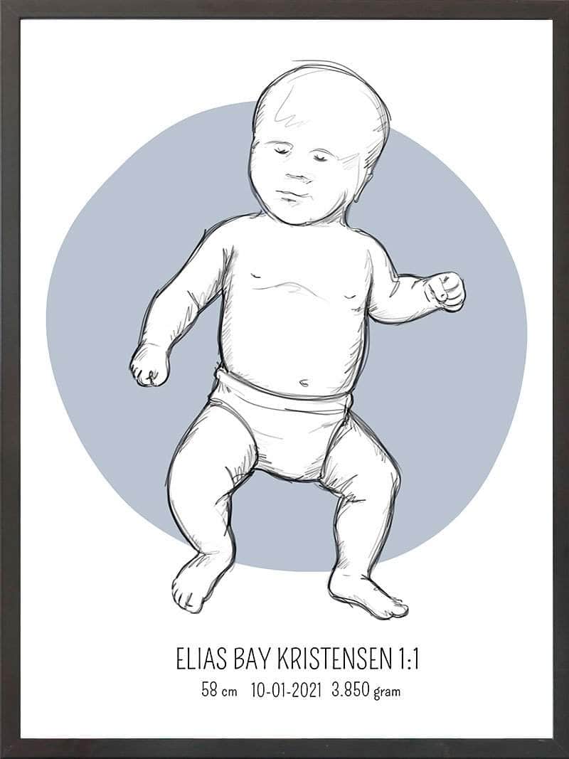 Birth Poster   Fødselsplakat  :  Tumling Blå