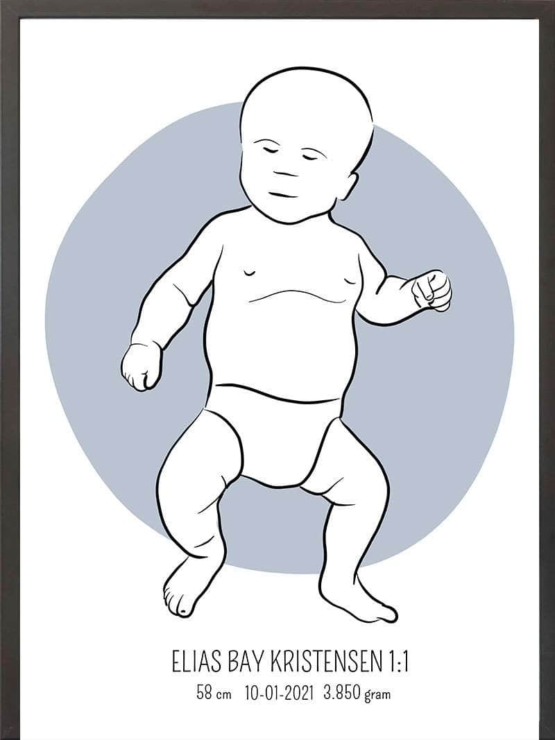 Birth Poster   Fødselsplakat  :  Tumling Blå