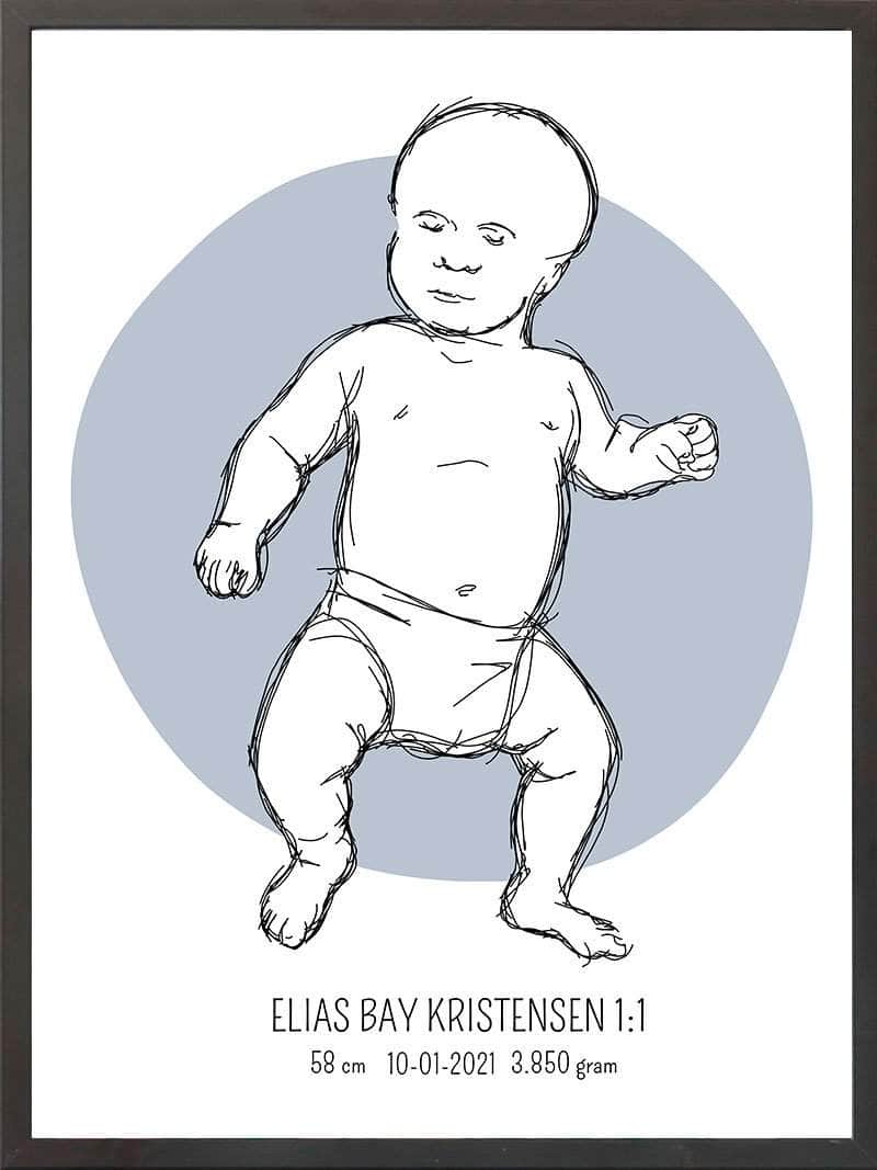 Birth Poster   Fødselsplakat  :  Tumling Blå