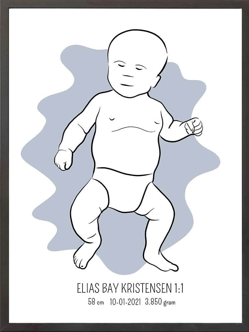 Birth Poster   Fødselsplakat  :  Tumling Blå