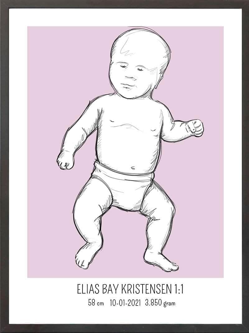 Birth Poster   Fødselsplakat  :  Tumling Lyserød