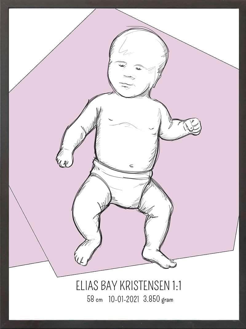 Birth Poster   Fødselsplakat  :  Tumling Lyserød